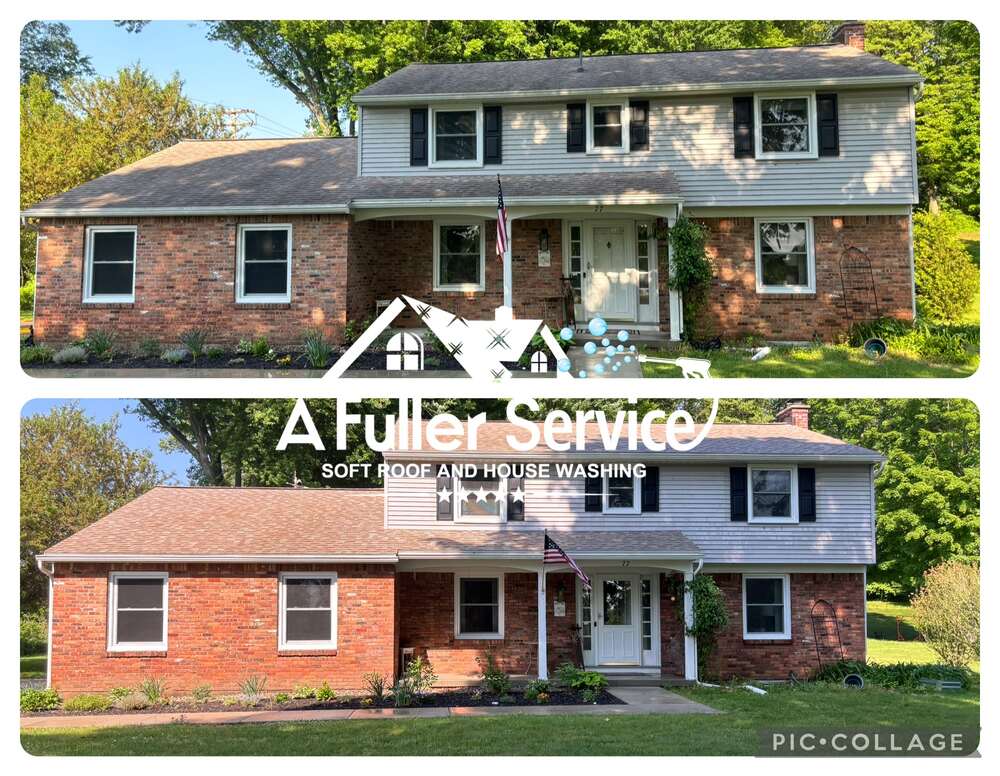 brick home before and after cleaning