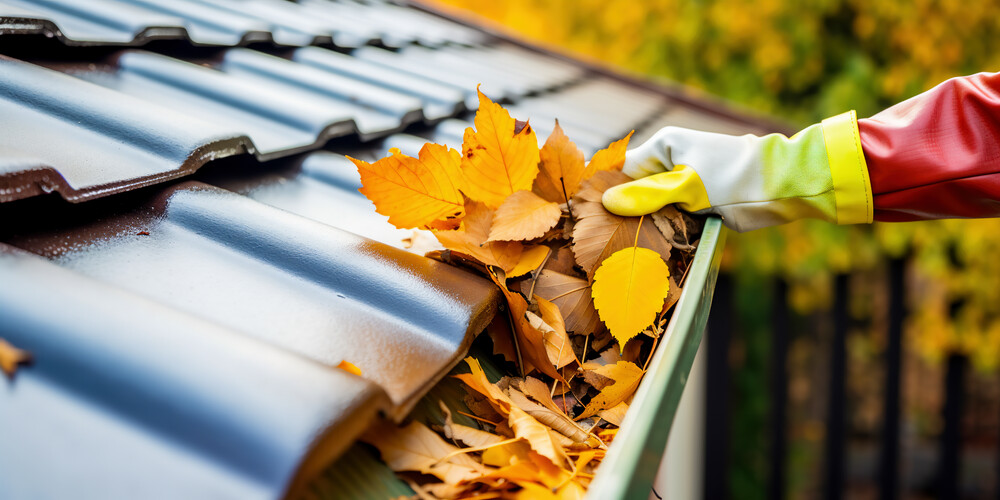 A technician in Albany performing professional gutter cleaning to prevent clogs, ensuring efficient water flow